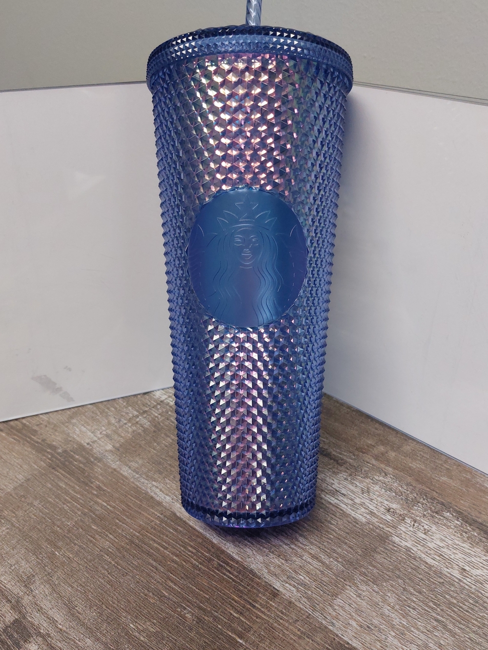 Starbucks Disneyland Resort Iridescent Blue Studded Tumbler with Straw